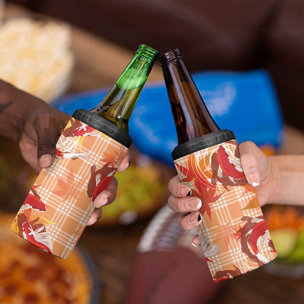 Orange Palaka Hawaii Aloha 4 in 1 Can Cooler Tumbler Koi Pond Mix Japanese Maple - Polynesian Pride