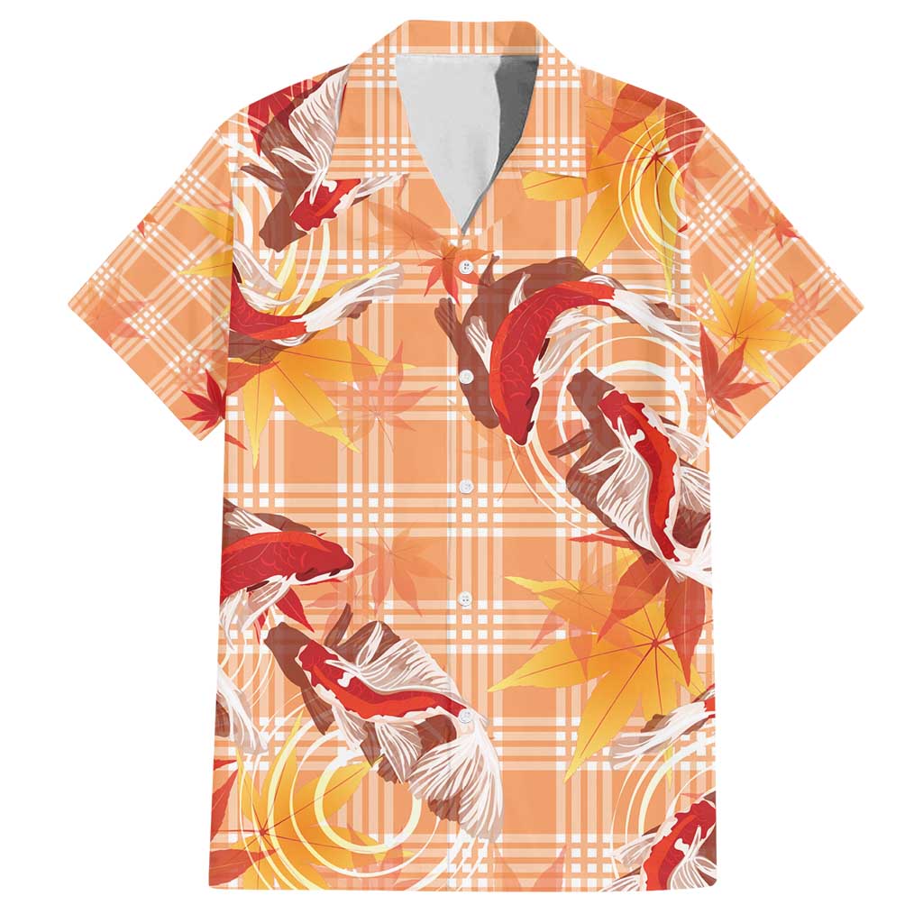 Orange Palaka Hawaii Aloha Family Matching Off Shoulder Maxi Dress and Hawaiian Shirt Koi Pond Mix Japanese Maple - Polynesian Pride
