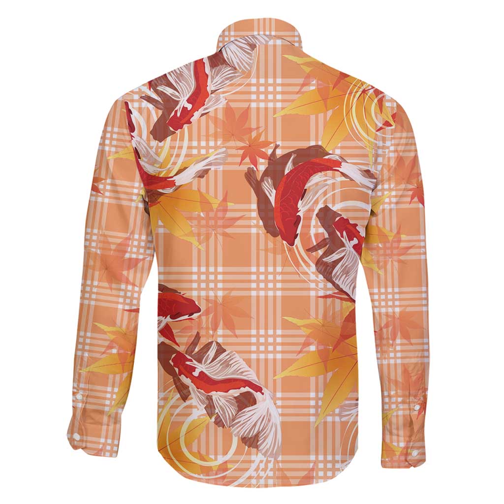 Orange Palaka Hawaii Aloha Family Matching Off Shoulder Short Dress and Hawaiian Shirt Koi Pond Mix Japanese Maple - Polynesian Pride