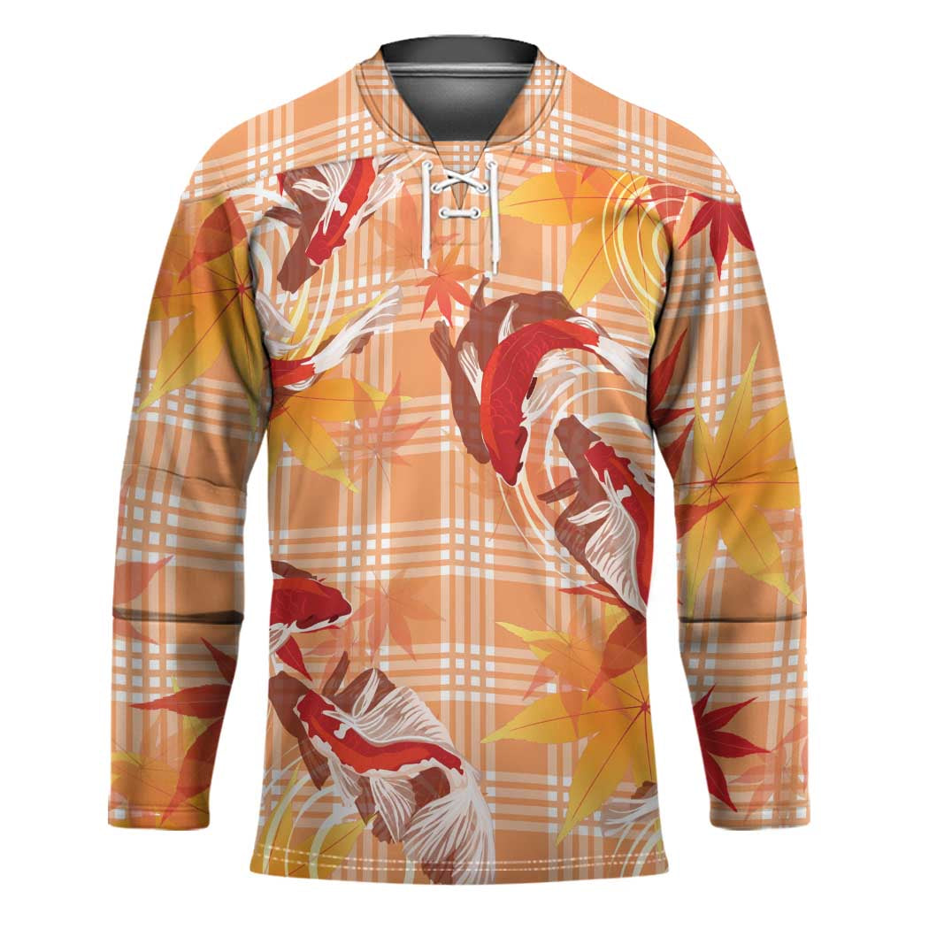 Orange Palaka Hawaii Aloha Hockey Jersey Koi Pond Mix Japanese Maple - Polynesian Pride