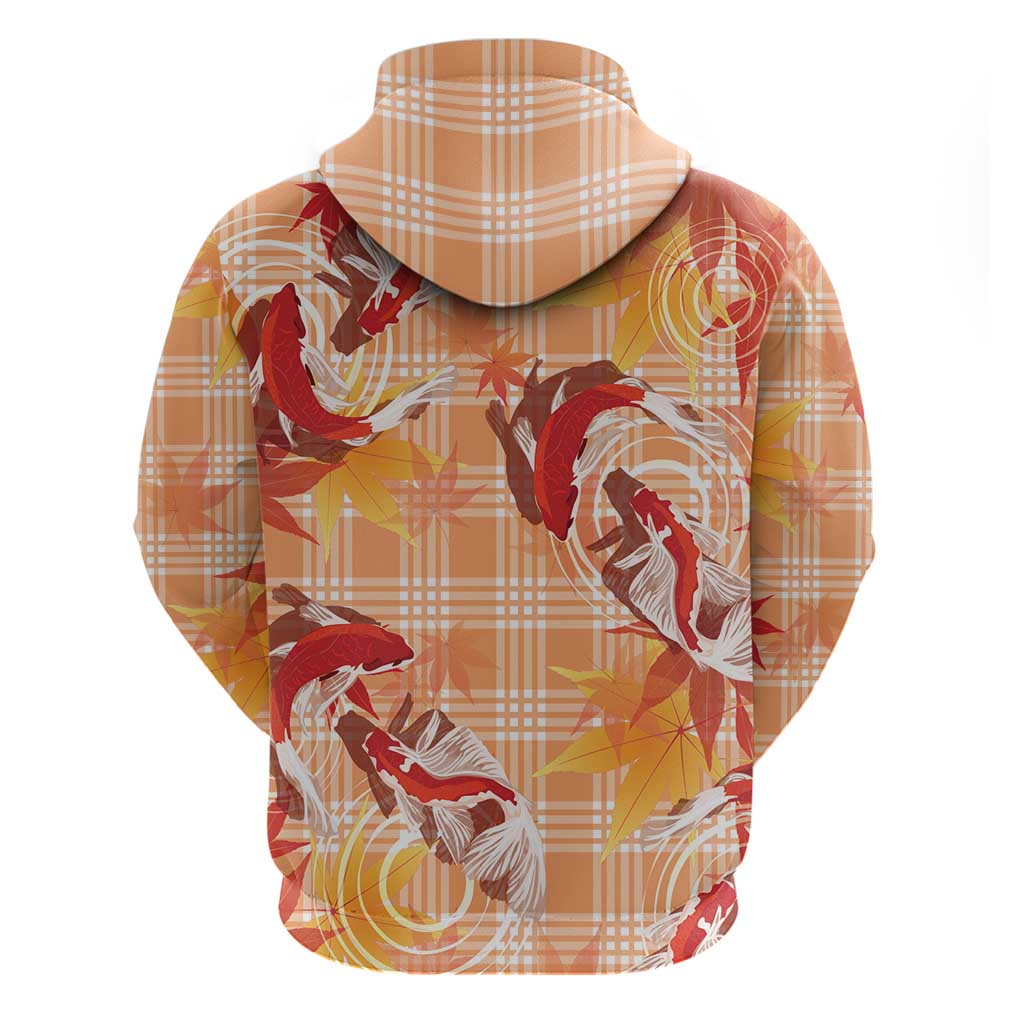Orange Palaka Hawaii Aloha Hoodie Koi Pond Mix Japanese Maple - Polynesian Pride