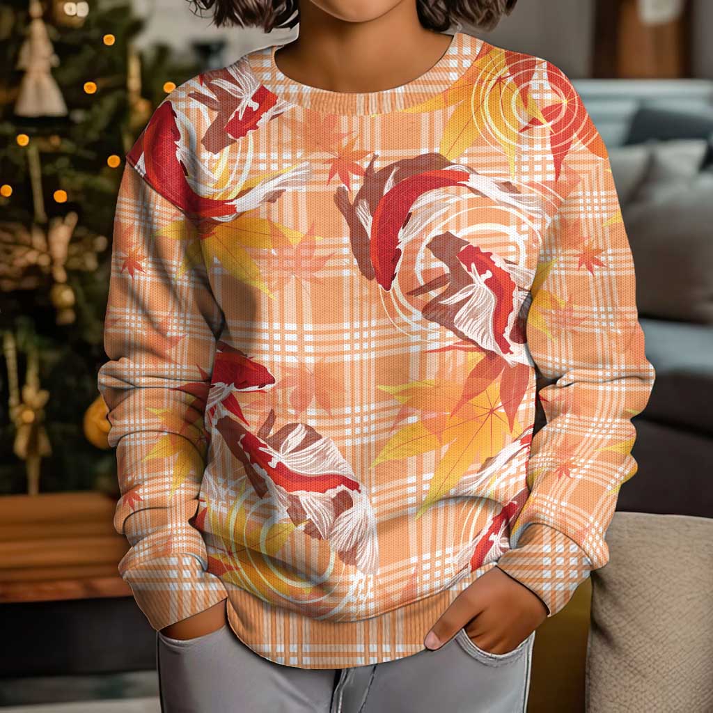 Orange Palaka Hawaii Aloha Kid Ugly Christmas Sweater Koi Pond Mix Japanese Maple - Polynesian Pride