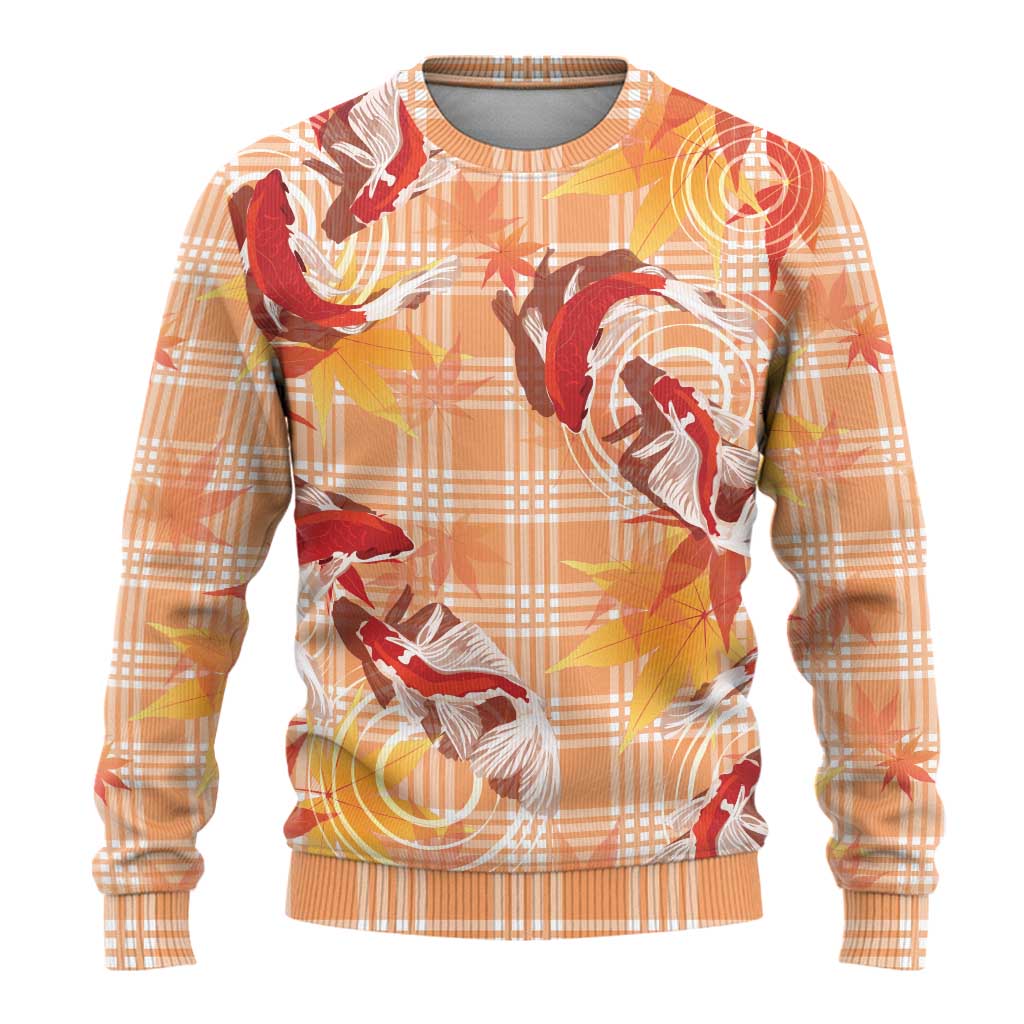 Orange Palaka Hawaii Aloha Ugly Christmas Sweater Koi Pond Mix Japanese Maple - Polynesian Pride