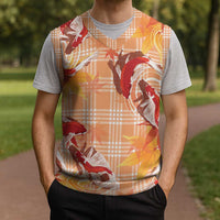 Orange Palaka Hawaii Aloha Christmas Knitted V-Neck Vest Koi Pond Mix Japanese Maple - Polynesian Pride