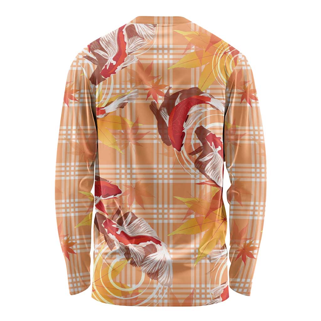 Orange Palaka Hawaii Aloha Long Sleeve Shirt Koi Pond Mix Japanese Maple - Polynesian Pride