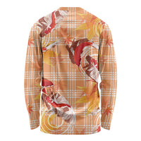 Orange Palaka Hawaii Aloha Long Sleeve Shirt Koi Pond Mix Japanese Maple - Polynesian Pride
