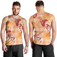 Orange Palaka Hawaii Aloha Men Tank Top Koi Pond Mix Japanese Maple - Polynesian Pride