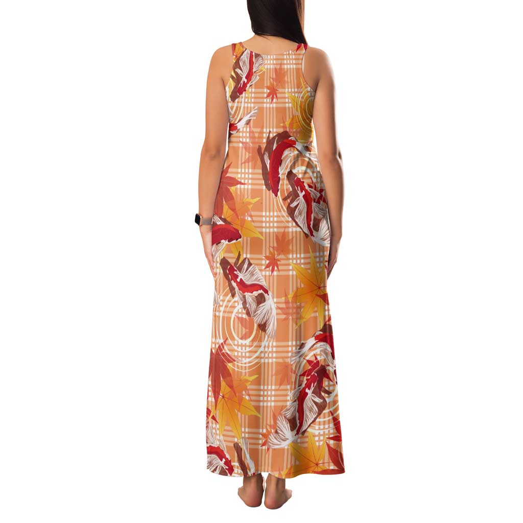Orange Palaka Hawaii Aloha Tank Maxi Dress Koi Pond Mix Japanese Maple - Polynesian Pride