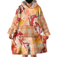 Orange Palaka Hawaii Aloha Wearable Blanket Hoodie Koi Pond Mix Japanese Maple - Polynesian Pride