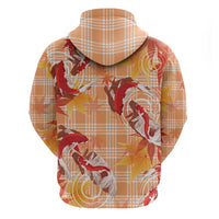 Orange Palaka Hawaii Aloha Zip Hoodie Koi Pond Mix Japanese Maple - Polynesian Pride