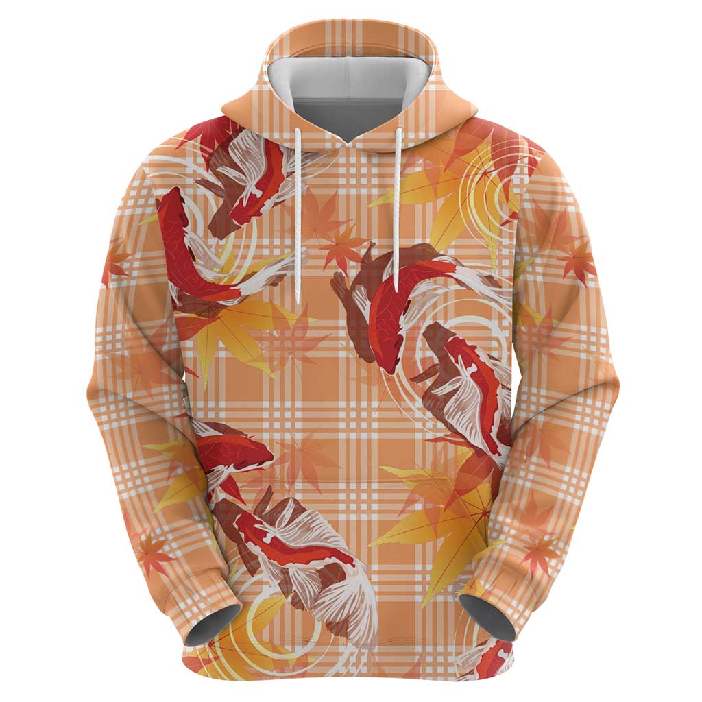 Orange Palaka Hawaii Aloha Zip Hoodie Koi Pond Mix Japanese Maple - Polynesian Pride