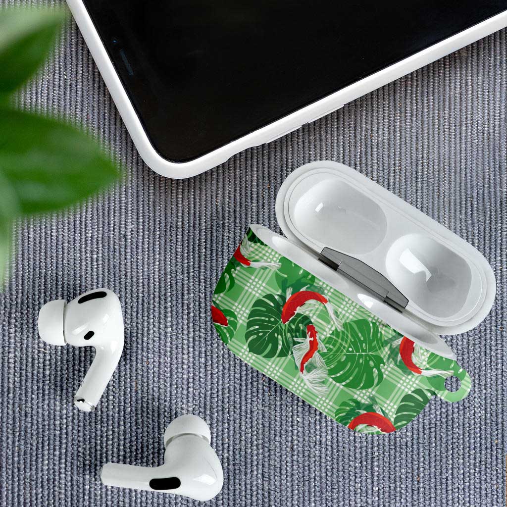 Lime Palaka Hawaii Aloha AirPods Case Koi Pond Mix Monstera - Polynesian Pride