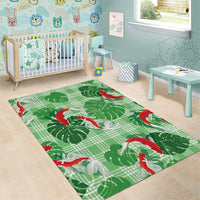 Lime Palaka Hawaii Aloha Area Rug Koi Pond Mix Monstera - Polynesian Pride