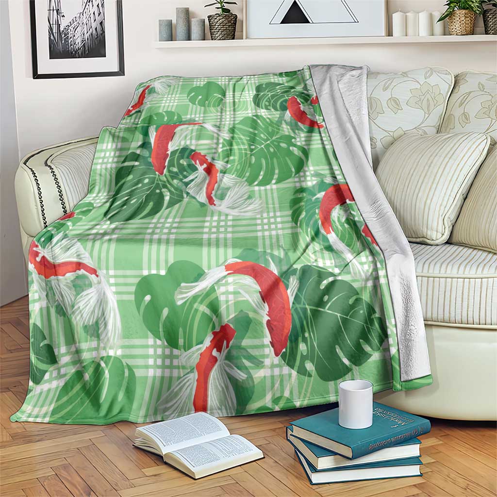 Lime Palaka Hawaii Aloha Blanket Koi Pond Mix Monstera - Polynesian Pride