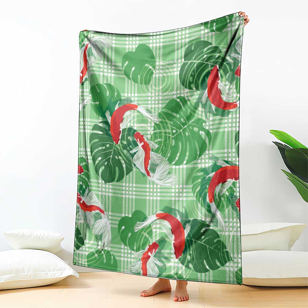 Lime Palaka Hawaii Aloha Blanket Koi Pond Mix Monstera - Polynesian Pride