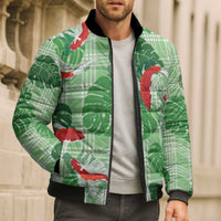Lime Palaka Hawaii Aloha Bomber Puffer Jacket Koi Pond Mix Monstera - Polynesian Pride