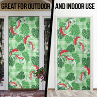 Lime Palaka Hawaii Aloha Door Cover Koi Pond Mix Monstera - Polynesian Pride