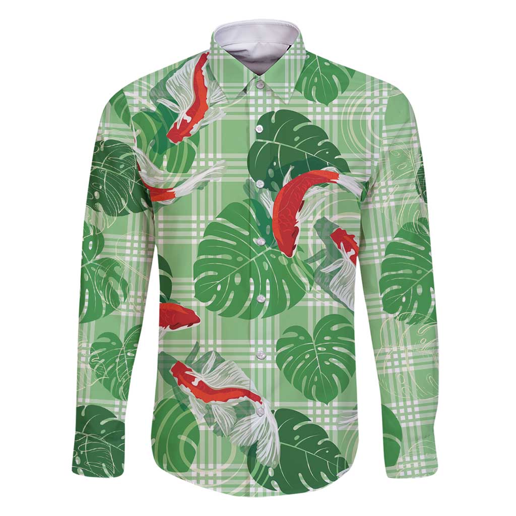 Lime Palaka Hawaii Aloha Family Matching Tank Maxi Dress and Hawaiian Shirt Koi Pond Mix Monstera - Polynesian Pride