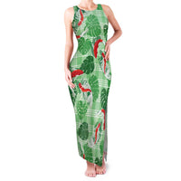 Lime Palaka Hawaii Aloha Family Matching Tank Maxi Dress and Hawaiian Shirt Koi Pond Mix Monstera - Polynesian Pride