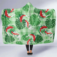 Lime Palaka Hawaii Aloha Hooded Blanket Koi Pond Mix Monstera - Polynesian Pride