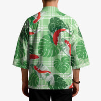 Lime Palaka Hawaii Aloha Kimono Koi Pond Mix Monstera - Polynesian Pride