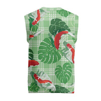 Lime Palaka Hawaii Aloha Christmas Knitted V-Neck Vest Koi Pond Mix Monstera - Polynesian Pride