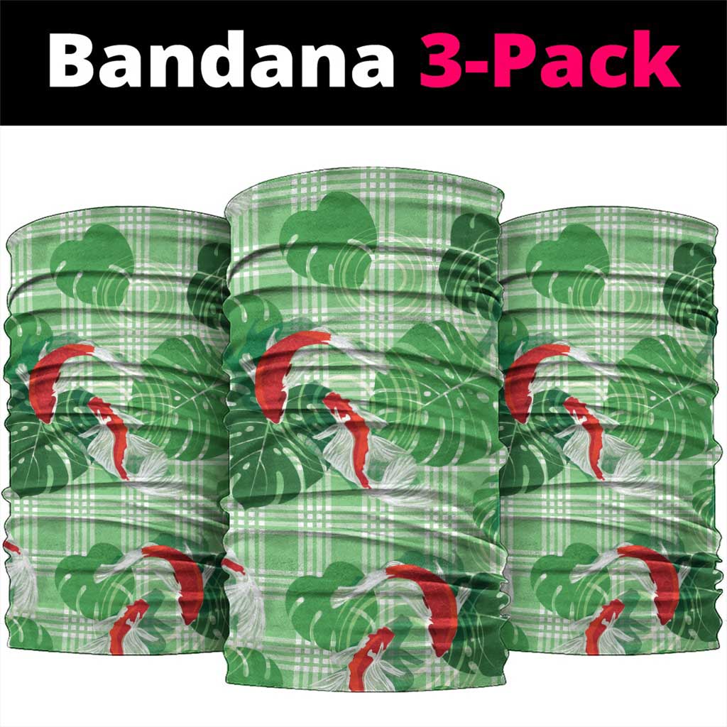 Lime Palaka Hawaii Aloha Neck Gaiter Koi Pond Mix Monstera - Polynesian Pride