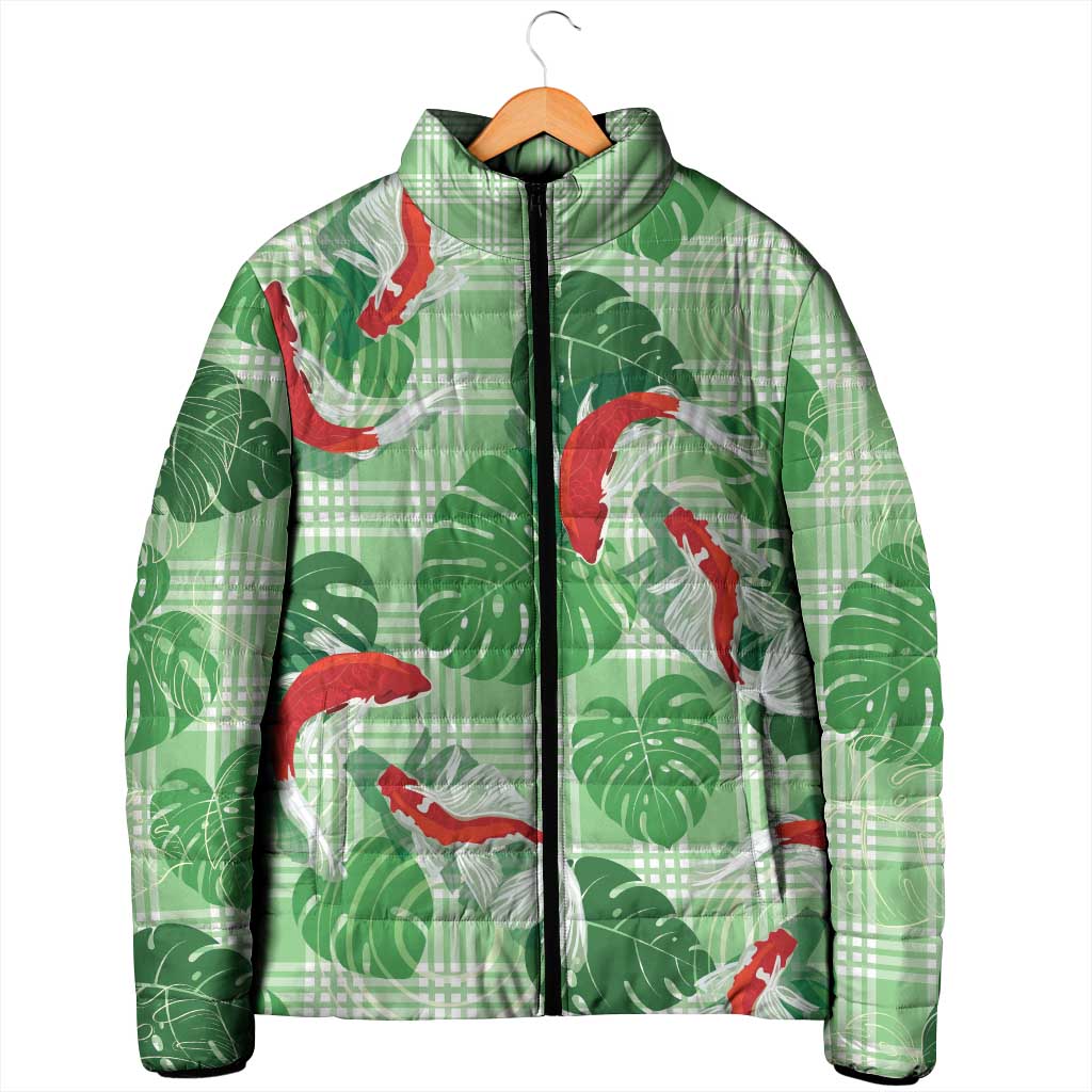 Lime Palaka Hawaii Aloha Padded Jacket Koi Pond Mix Monstera - Polynesian Pride
