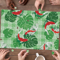 Lime Palaka Hawaii Aloha Puzzle Koi Pond Mix Monstera - Polynesian Pride