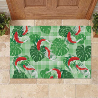 Lime Palaka Hawaii Aloha Rubber Doormat Koi Pond Mix Monstera - Polynesian Pride