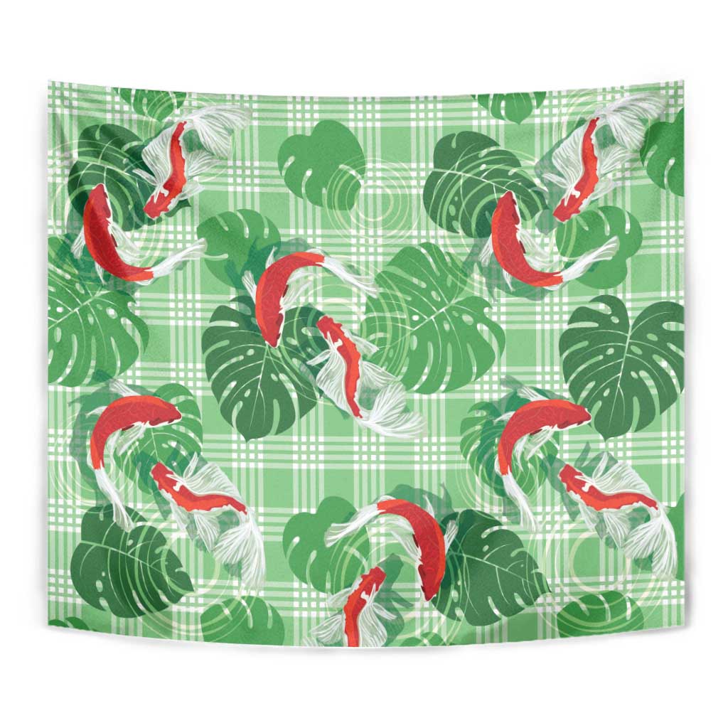 Lime Palaka Hawaii Aloha Tapestry Koi Pond Mix Monstera - Polynesian Pride