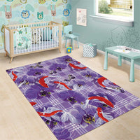 Lavender Palaka Hawaii Aloha Area Rug Koi Pond Mix Orchids - Polynesian Pride