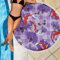 Lavender Palaka Hawaii Aloha Beach Blanket Koi Pond Mix Orchids - Polynesian Pride
