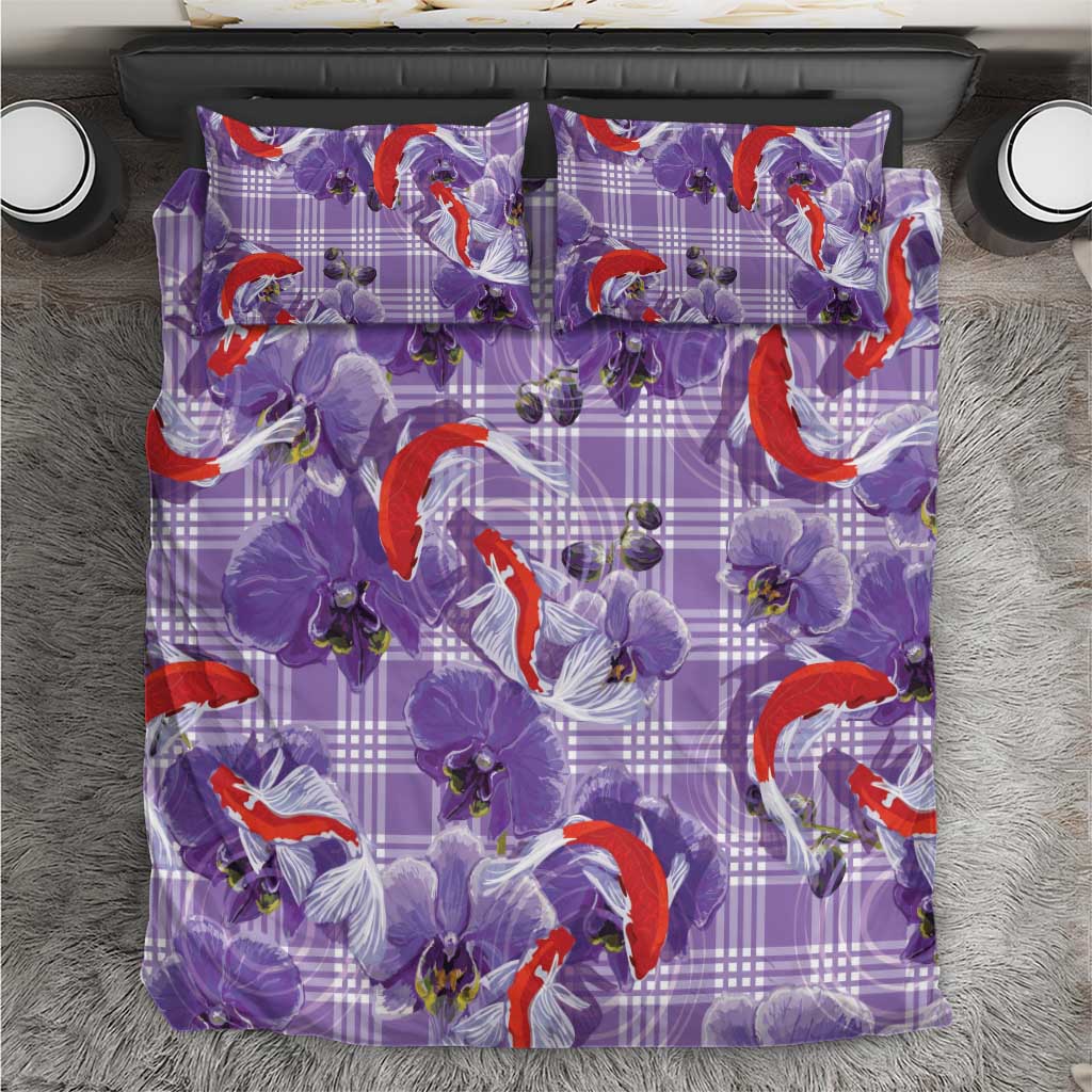 Lavender Palaka Hawaii Aloha Bedding Set Koi Pond Mix Orchids - Polynesian Pride