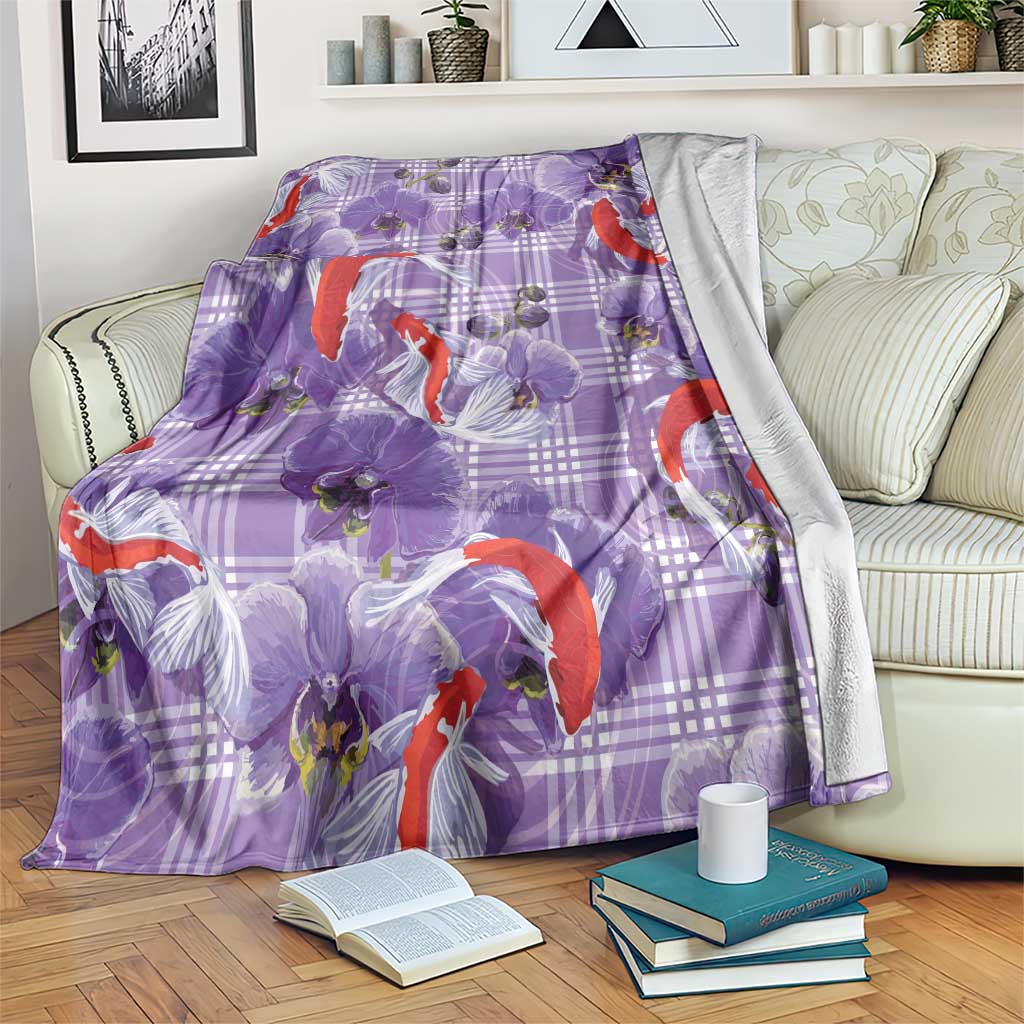 Lavender Palaka Hawaii Aloha Blanket Koi Pond Mix Orchids - Polynesian Pride