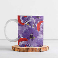 Lavender Palaka Hawaii Aloha Ceramic Mug Koi Pond Mix Orchids - Polynesian Pride