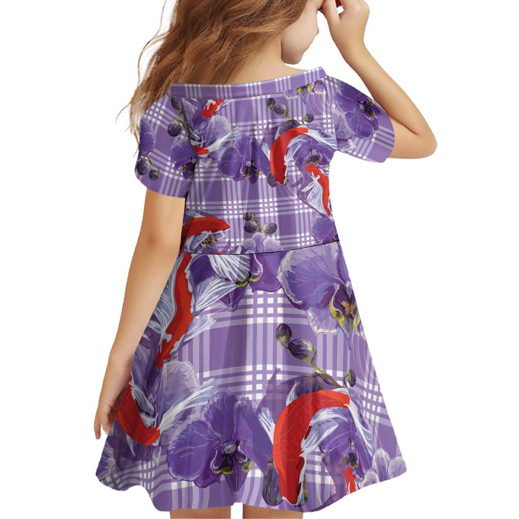 Lavender Palaka Hawaii Aloha Family Matching Summer Maxi Dress and Hawaiian Shirt Koi Pond Mix Orchids - Polynesian Pride