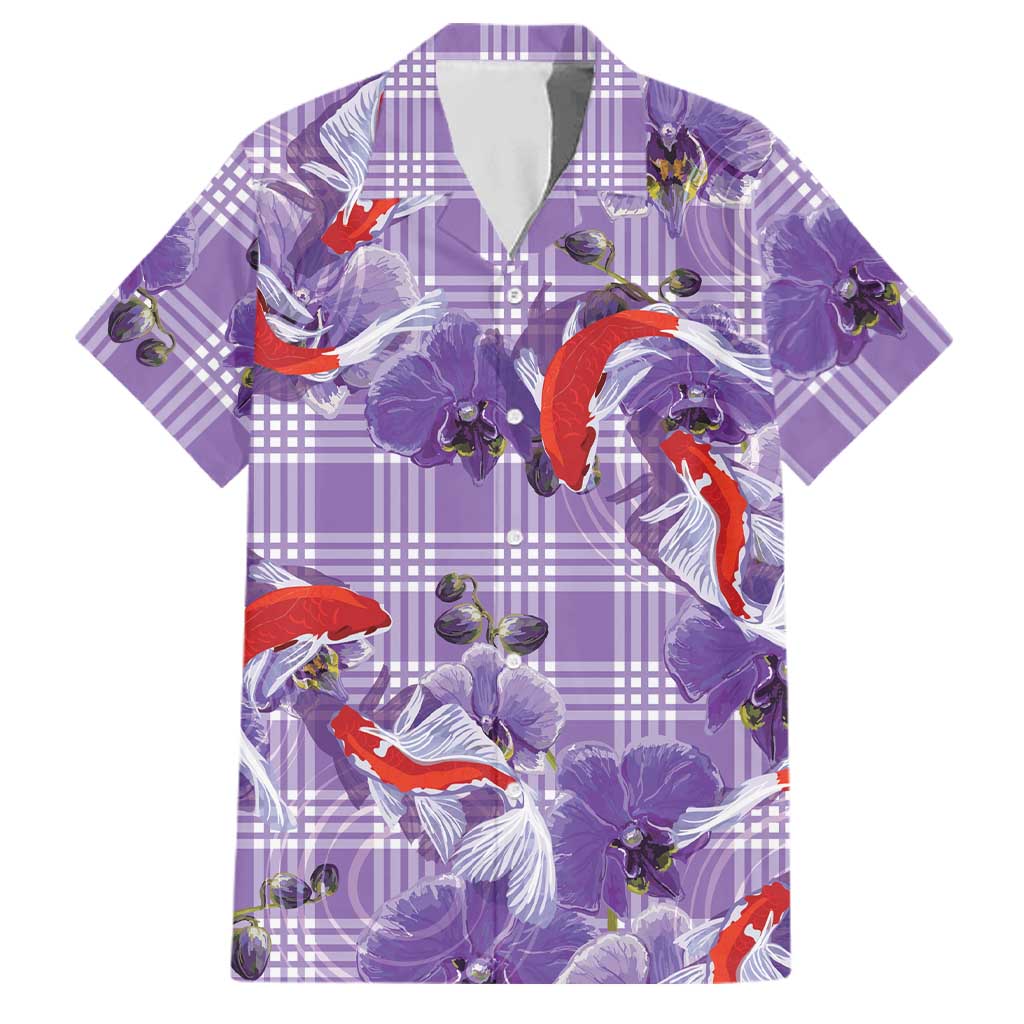 Lavender Palaka Hawaii Aloha Family Matching Summer Maxi Dress and Hawaiian Shirt Koi Pond Mix Orchids - Polynesian Pride