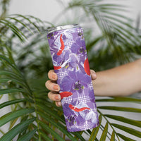 Lavender Palaka Hawaii Aloha Skinny Tumbler Koi Pond Mix Orchids - Polynesian Pride