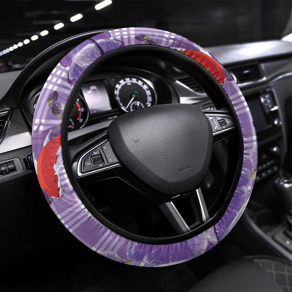 Lavender Palaka Hawaii Aloha Steering Wheel Cover Koi Pond Mix Orchids - Polynesian Pride
