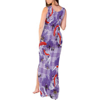 Lavender Palaka Hawaii Aloha Tank Maxi Dress Koi Pond Mix Orchids - Polynesian Pride