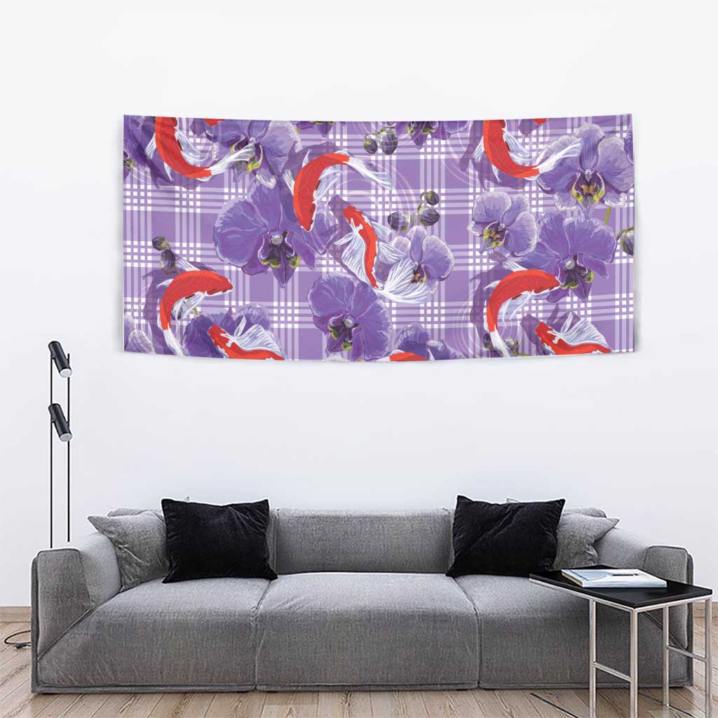 Lavender Palaka Hawaii Aloha Tapestry Koi Pond Mix Orchids - Polynesian Pride