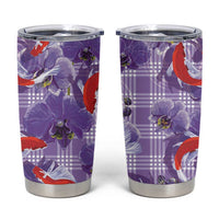 Lavender Palaka Hawaii Aloha Tumbler Cup Koi Pond Mix Orchids - Polynesian Pride