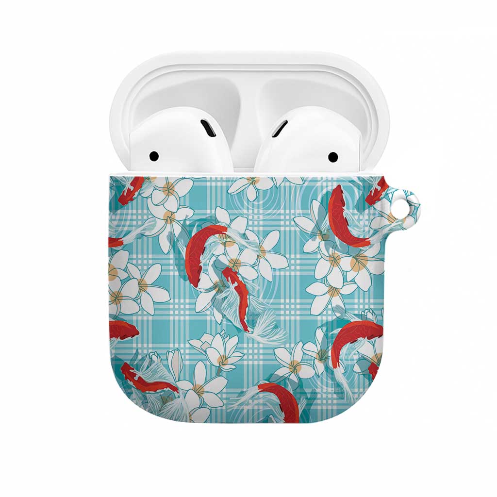 Turquoise Palaka Hawaii Aloha AirPods Case Koi Pond Mix Plumeria LT7 Turquoise - Polynesian Pride