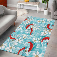Turquoise Palaka Hawaii Aloha Area Rug Koi Pond Mix Plumeria - Polynesian Pride