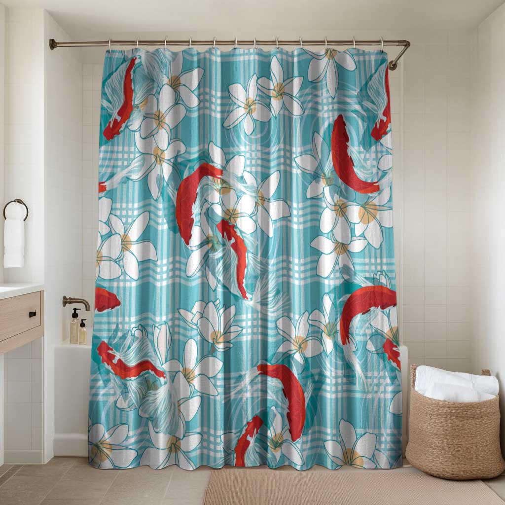 Turquoise Palaka Hawaii Aloha Bathroom Set Koi Pond Mix Plumeria - Polynesian Pride