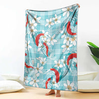 Turquoise Palaka Hawaii Aloha Blanket Koi Pond Mix Plumeria - Polynesian Pride