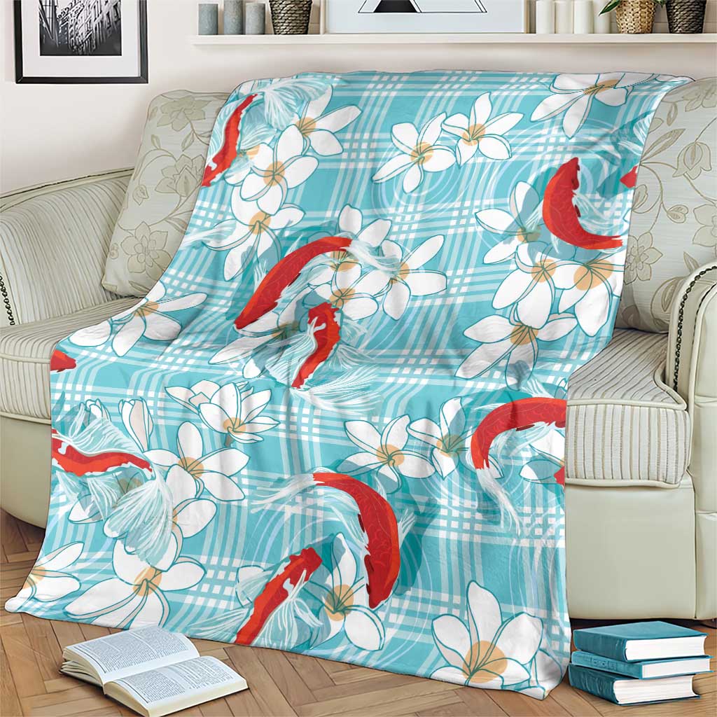 Turquoise Palaka Hawaii Aloha Blanket Koi Pond Mix Plumeria - Polynesian Pride