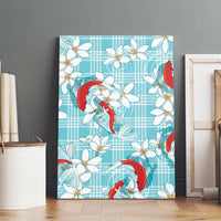 Turquoise Palaka Hawaii Aloha Canvas Wall Art Koi Pond Mix Plumeria - Polynesian Pride