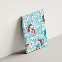 Turquoise Palaka Hawaii Aloha Canvas Wall Art Koi Pond Mix Plumeria - Polynesian Pride